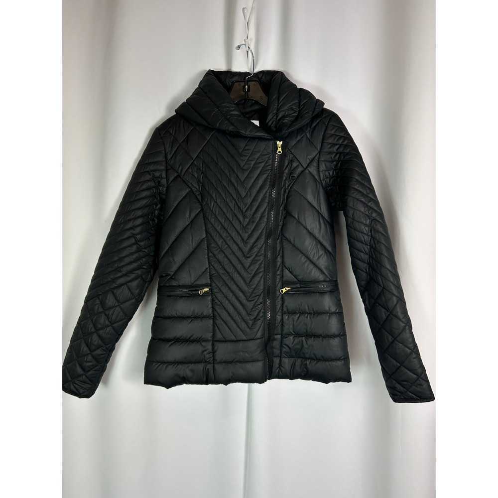 Vero Moda Rock Short Jacket Black Quilted Asymmetrical Puffer Moto NWT Medium